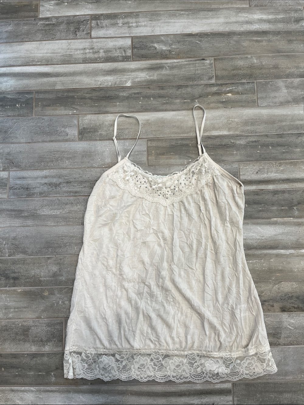 Maurices White Lace-Trim Cami Top